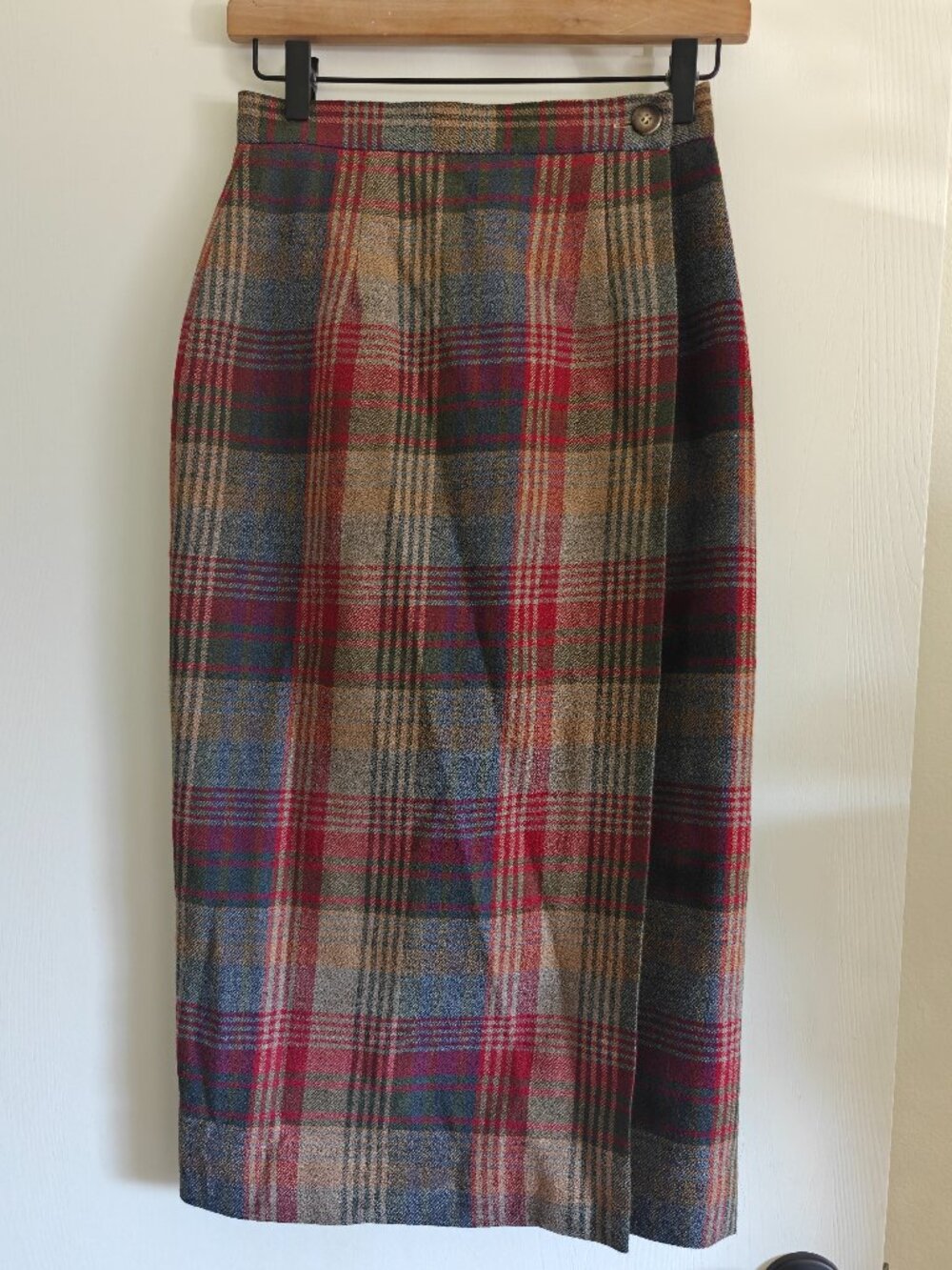 Vintage Talbots Plaid Worsted Wool Wrap Maxi Skirt Sz. 4P Academia - Picture 5 of 10